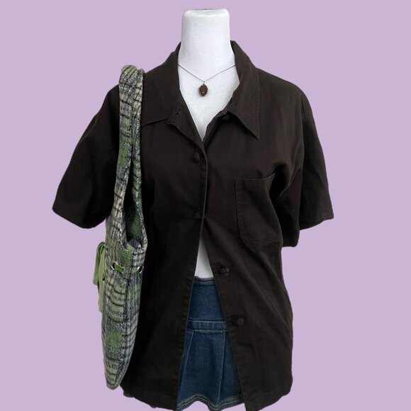 vintage 90s brown plus size downtown it girl elevated basic top - Picture 1 of 8